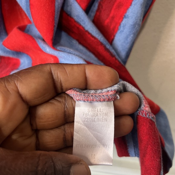 Pomander Place Tuckernuck Finley Dress Women M Red Blue Striped Vacation Resort - Picture 8 of 13